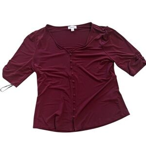 Calvin Klein Women's Burgundy Button-Down Top